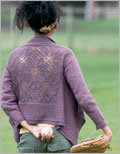 Dahlia Cardigan Lace, Cardigan, Interweave Knits, #2 – Fine, Side to side, seamless, Heather Zoppetti, three quarter sleeve, Interweave Knits Fall 2011, doily 