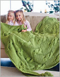 River and Woods Afghan knit, pattern, afghan, blanket, throw, cables, stockinette, entrelac, doubled yarn, Interweave Kntis