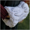 Leafy Muff knitting pattern, muff, provisional cast-on, lace, knitted lace, leaf pattern, motif