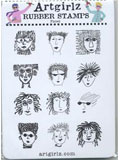 Faces Rubber Stamp