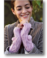 pompom fingerless mitts