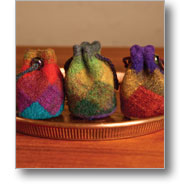 felted entrelac fobs