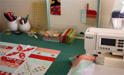 The sewing station in Lisa and Sarah's studio. The sewing station in Lisa and Sarah's sewing/crafts studio.