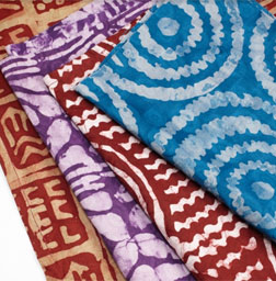 Students at the Hèrè jè Center in Mali create colorful fabrics dyed using wax-resist techniques. Students at the Hèrè jè Center in Mali create colorful fabrics dyed using wax-resist techniques.