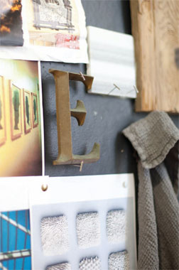 Genevieve's chalkboard wall serves as an inspiration board and a space for brainstorming. Genevieve's chalkboard wall serves as an inspiration board and a space for brainstorming.