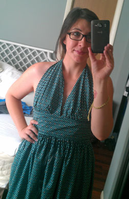 A quick phone shot as I'm headed out in my finished I Am Hello Halter. A quick phone shot as I'm headed out in my finished I Am Hello Halter.