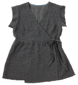 Wrap top with French sleeves. Wrap top with French sleeves.