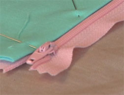 Preparing to sew a lapped zipper.